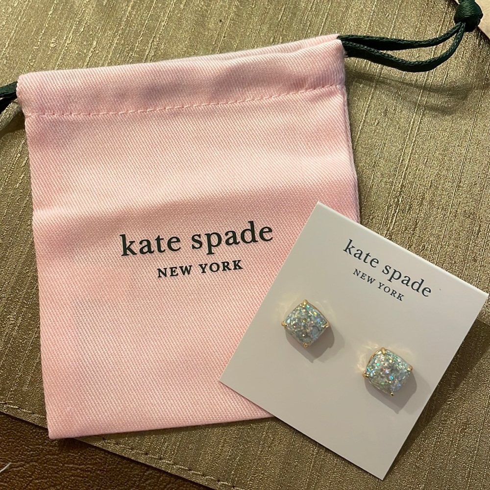 Kate spade square opal glitter studs